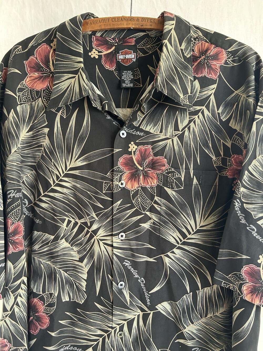 Harley Davidson Mens 3XL Hawaiian Shirt Floral Tropical Hibiscus Button Up NWOT